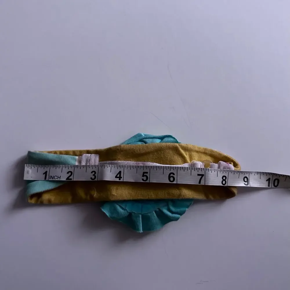Girls Yellow and Teal Striped Flower Headwrap